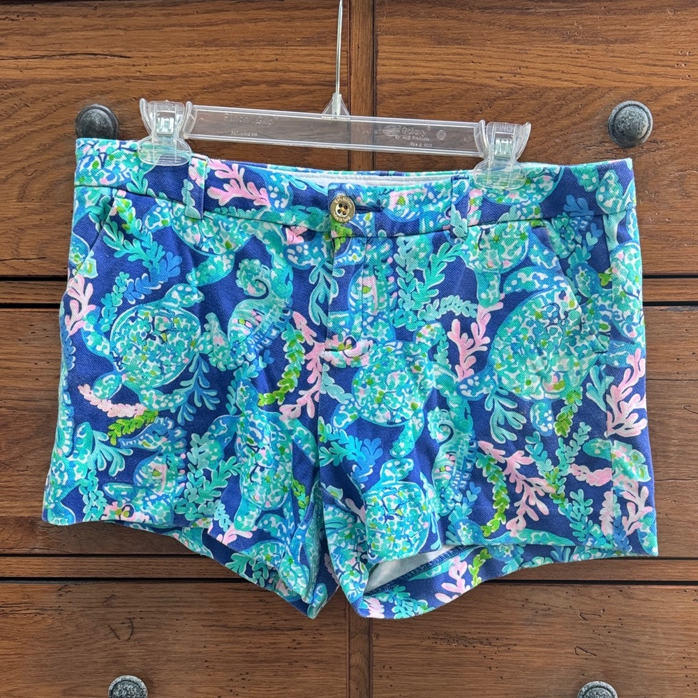 Lilly Pulitzer Navy, Aqua & Pink Seahorse Coral Print Shorts